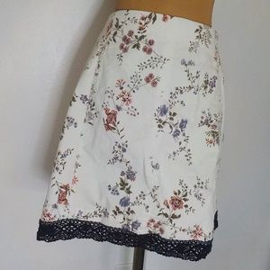 White Floral Mini Skirt